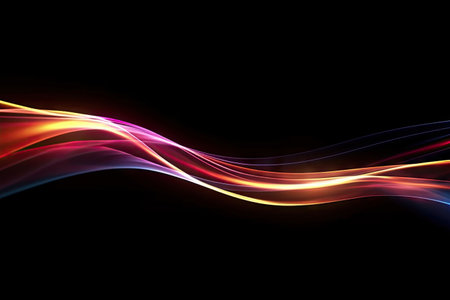 Abstract Speed light trails effect path, fast moving neon futuristic technology background, future virtual reality, motion effect, curve of neon bright, highway speed light, with Generative Ai.の素材