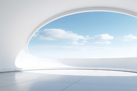 White minimal architecture building background empty wide space for mock up, concrete floor car park, cement garage design scene with copy space, with Generative Ai.の素材