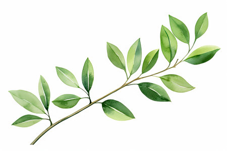 Watercolor of Tropical spring floral green leaves and flowers elements isolated on white background, bouquets greeting or wedding card decoration, with Generative Ai.の素材