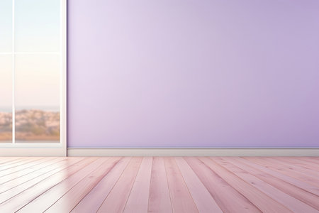 Minimal interior empty room with blank wall and floor with natural sun light cast shadow of window, cozy tone style background, copy space for mock-up, with Generative Ai.の素材
