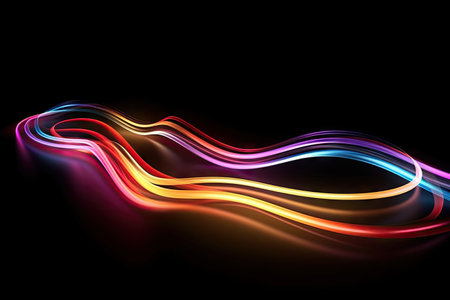 Abstract Speed light trails effect path, fast moving neon futuristic technology background, future virtual reality, motion effect, curve of neon bright, highway speed light, with Generative Ai.の素材
