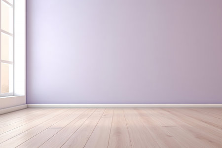 Minimal interior empty room with blank wall and floor with natural sun light cast shadow of window, cozy tone style background, copy space for mock-up, with Generative Ai.の素材