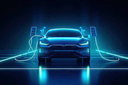 EV Electric car charging battery at the station, Eco-Friendly for environment and natural, electric charging station, EV car clean energy sustainable, Greenery earth, with Generative Aiの素材