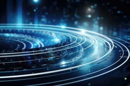 Abstract technology lines background with smart and futuristic, intelligent communication network concept of future connected technology, with Generative Aiの素材