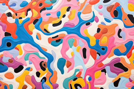 Abstract colorful paint, brushstroke or splash on canvas background, oil painting with contemporary concept, multi color backdrop.の素材