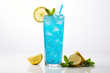 Fresh fruits beverage juice or cocktail in glass isolated on white background, Healthy natural product for freshness, Summer drinks concept.の素材