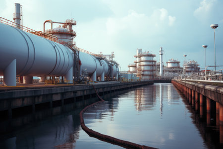 Industry Pipelines for transporting petrochemical, oil, water or gas to the processing in factory, Pipe rack of heat chemical manufacturing, equipment steel pipes plantの素材