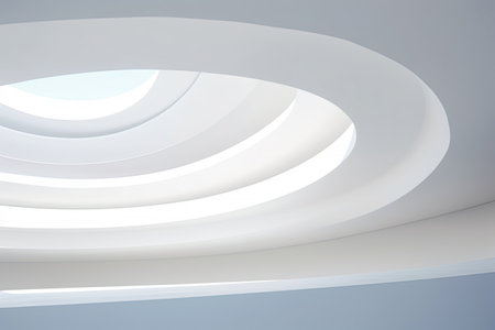 Abstract Architecture modern design. White contemporary and minimalist architecture building with empty interior, empty floor area.の素材
