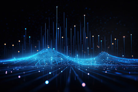 Smart futuristic technology with dots and lines, Modern abstract dynamic motion, Big data connection technology concept.の素材