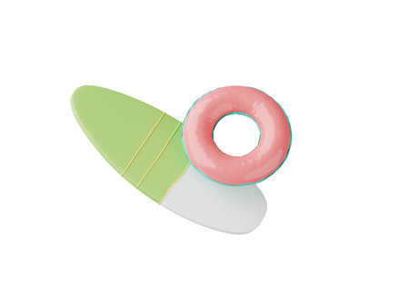 Summer elements 3d icon clipart island isolated on white background, Minimal Realistic objects for...