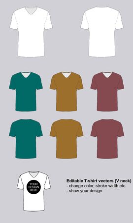 T-shirt template. Vector illustration. V-neck.のイラスト素材