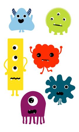 Cute Cartoon Monsters illustration. Flat vector collection.のイラスト素材