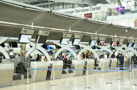 Check-in counters at Bangko Suvarnabhumi airportのeditorial素材
