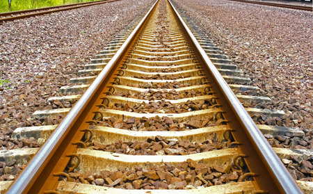 Railway track in central of Thailandの写真素材