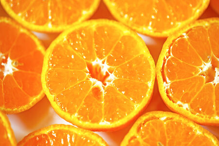 Arranged of cross section of the tangerinesの写真素材