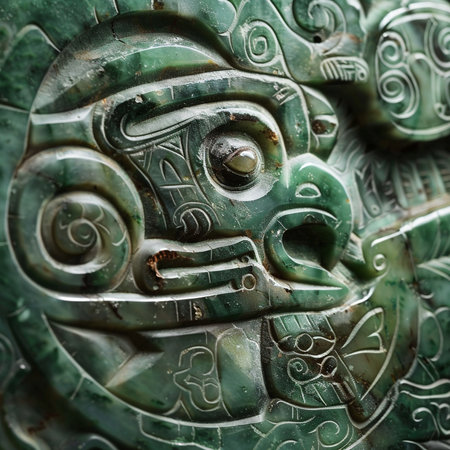 This captivating jade symbol showcases intricate designs and patterns, reflecting the rich heritage and cultural significance of ancient artistry. Perfect for art enthusiasts.の素材