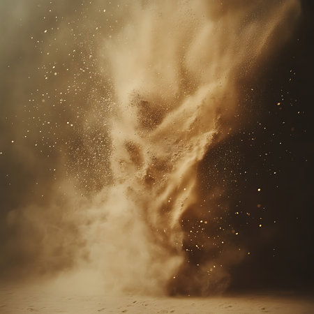 A mesmerizing dust whirlwind captured in soft lighting, creating a magical atmosphere filled with floating particles and a sense of dynamic movement. Perfect for creative projects.の素材