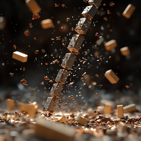 An abstract image capturing the movement of materials, featuring floating particles and striking contrasts, evoking a sense of creativity and energy within a blurred environment.の素材