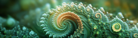 Experience the beauty of nature through intricate, swirling patterns in vibrant green tones. This artistic depiction captures elegance and harmony in design.の素材