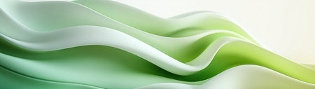 This image features soft green waves gracefully flowing across a serene background, creating a tranquil and elegant visual experience perfect for modern design.の素材
