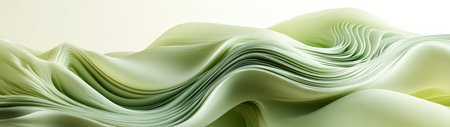 A visually stunning abstract representation of flowing green waves, creating a serene and tranquil atmosphere. Ideal for backgrounds or artistic projects.の素材