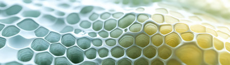 A stunning abstract close-up of a cellular structure, showcasing soft colors and intricate patterns. This image evokes a sense of tranquility and connection to nature.の素材