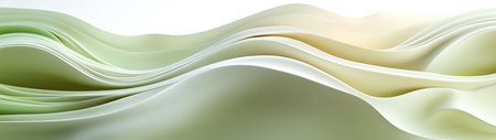 Discover a serene abstract design featuring soft flowing waves in gentle green and white hues. Perfect for backgrounds and artistic projects.の素材
