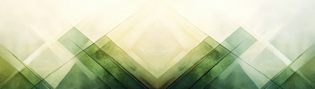 This abstract image features a geometric pattern with soft green and yellow tones, creating a soothing atmosphere. Ideal for modern design and artistic projects.の素材