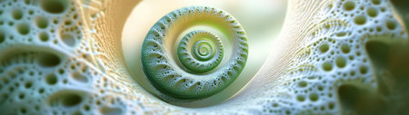 A captivating close-up of an intricate spiral shell showcasing smooth textures and soft colors, perfect for nature enthusiasts and artistic projects.の素材