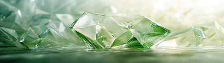 A mesmerizing arrangement of green crystals reflecting light, showcasing beauty and elegance. Perfect for creative projects or nature-inspired themes.の素材