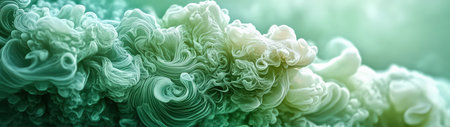 Explore the enchanting beauty of abstract flowing patterns in green and white. This soft-focus artwork creates a serene atmosphere, perfect for creative projects.の素材