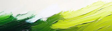 This vibrant abstract painting features dynamic green and white tones, creating a refreshing landscape ideal for modern dの素材