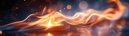 This mesmerizing image captures vibrant flames with a soft glow, blending warm colors and bokeh effects for an artistic and dynamic visual atmosphere.の素材