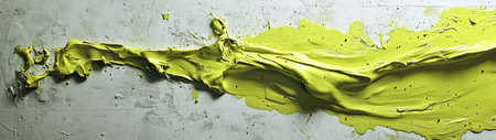 A striking yellow paint splash flows dynamically across a textured concrete wall. This image captures the essence of creativity and modern design, perfect for artistic projects.の素材