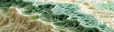 Discover an intricate abstract texture in soft green and beige tones, showcasing captivating details and fluid forms that evoke natural beauty and creativity.の素材