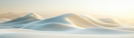 Captivating view of soft, white sand dunes gently illuminated by natural light. The tranquil landscape evokes a serene and minimalist atmosphere, perfect for nature-themed projects.の素材