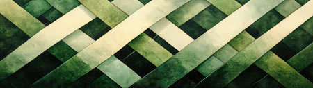 This abstract image showcases a woven design in varying shades of green and white, creating a harmonious and tranquil visual effect for any creative project.の素材