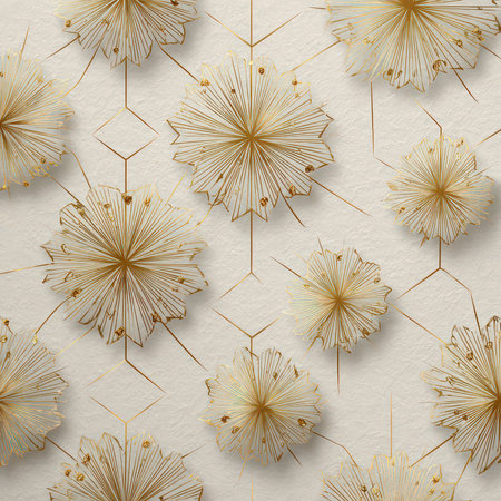 This elegant gold floral pattern on a textured background offers a modern touch to interior decor. Perfect for wallpapers and artistic designs.の素材