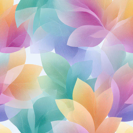 Vibrant and colorful abstract leaves pattern with soft pastel tones, perfect for creative projects. This stunning design offers an elegant and modern touch.の素材