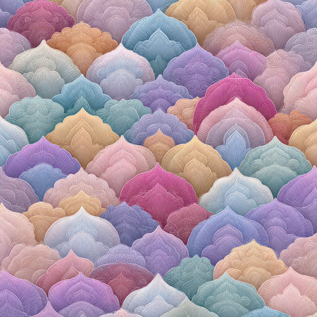 A captivating abstract pattern featuring layered petal shapes in soft pastel tones. Ideal for backgrounds, decor, and creative projects.の素材