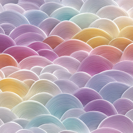 Explore a captivating abstract design featuring soft pastel waves. This serene pattern adds elegance to various applications, including backgrounds and decor elements.の素材
