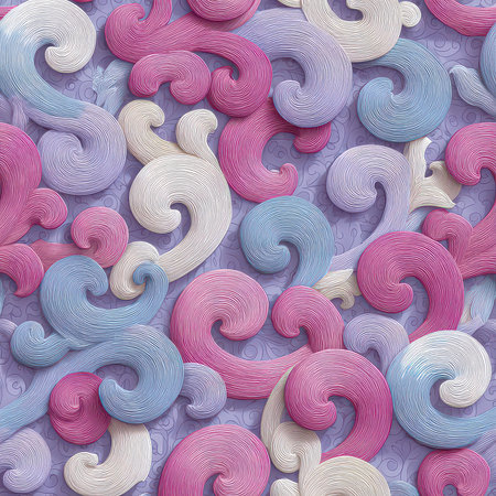 Vibrant swirling patterns featuring shades of pink, blue, and purple create an eye-catching abstract design perfect for modern decor or artistic projects.の素材