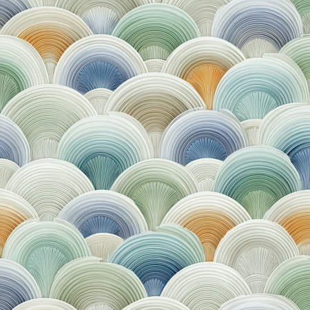 This abstract pattern features soft pastel colors arranged in a seamless wave design. Ideal for artistic projects, wallpapers, and fabric prints that evoke calmness.の素材