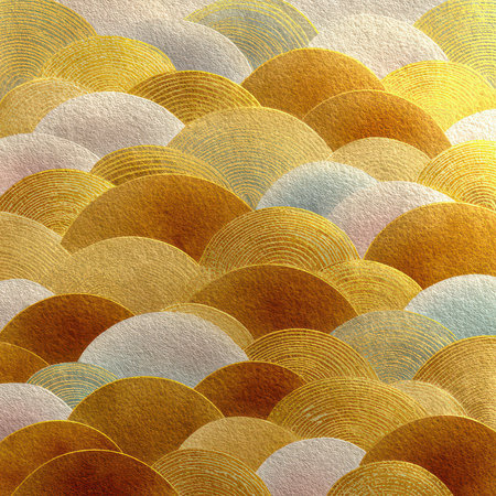 Elegant abstract design featuring soft golden waves and pastel colors. The harmonious blend of textures creates a peaceful and modern atmosphere. Perfect for various creative projects.の素材