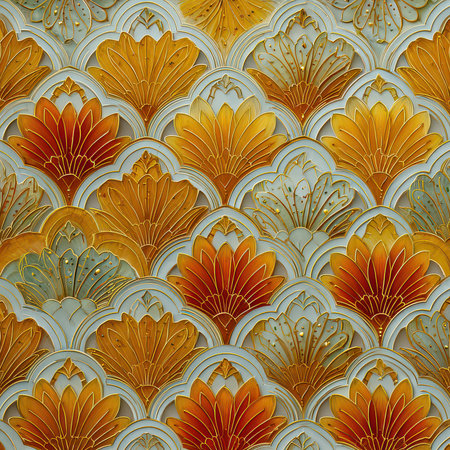 Vibrant and intricate decorative pattern showcasing a blend of colors and shapes, ideal for artistic designs, home decor, and creative projects.の素材