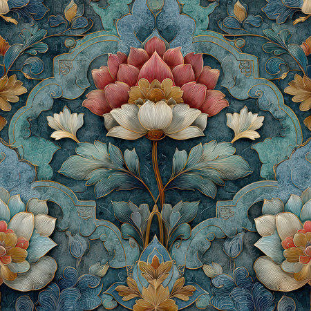 Explore this stunning floral pattern featuring intricate designs and vibrant colors. Perfect for wallpaper, textiles, and artistic projects that celebrate beauty and creativity.の素材