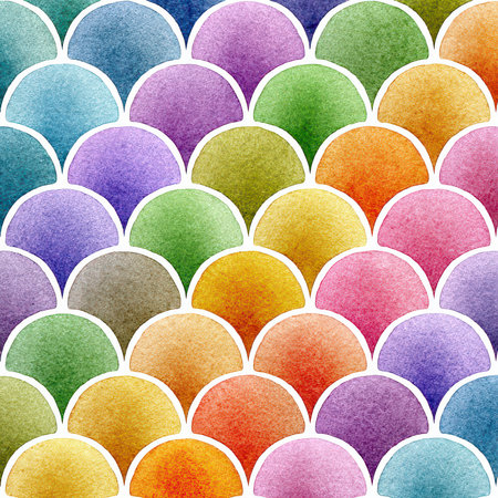 A vibrant and colorful abstract watercolor pattern featuring circular shapes. This artistic design is perfect for backgrounds, wallpapers, and creative projects.の素材