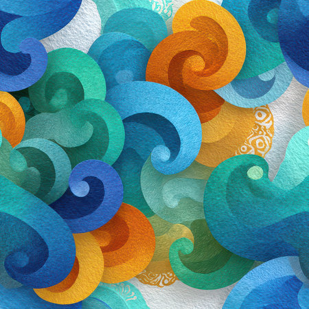 This vibrant abstract design features colorful swirls and curves, creating a lively and engaging pattern. Perfect for backgrounds and modern decor.の素材