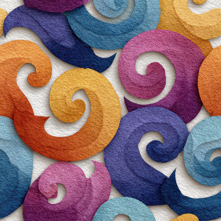 Vibrant and colorful swirl patterns create a dynamic abstract background perfect for various design projects, illustrating creativity and artistic flair.の素材