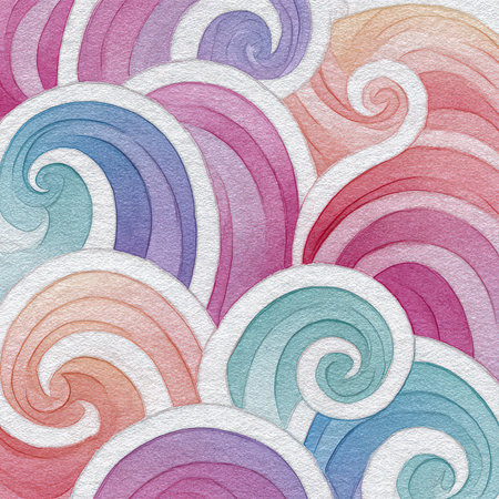 This vibrant abstract artwork showcases waves in soft pastel tones, creating a beautiful and calming design perfect for a variety of creative projects and backgrounds.の素材
